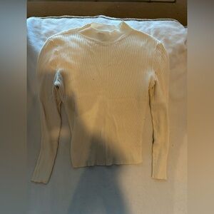 H&M Cream Ribbed Long Sleeve Top